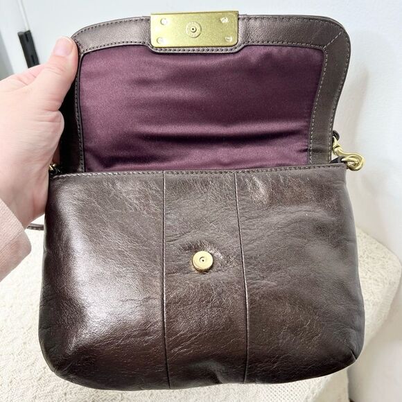 NWOT Coach Kristin Metallic Leather Crossbody Bag 45128 Bronze Brown Brass Gold - Picture 8 of 10